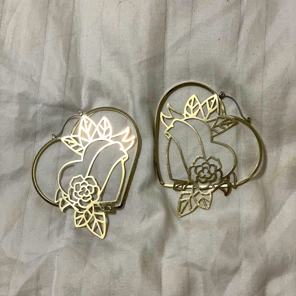 Gold Heart Hoop Earrings
